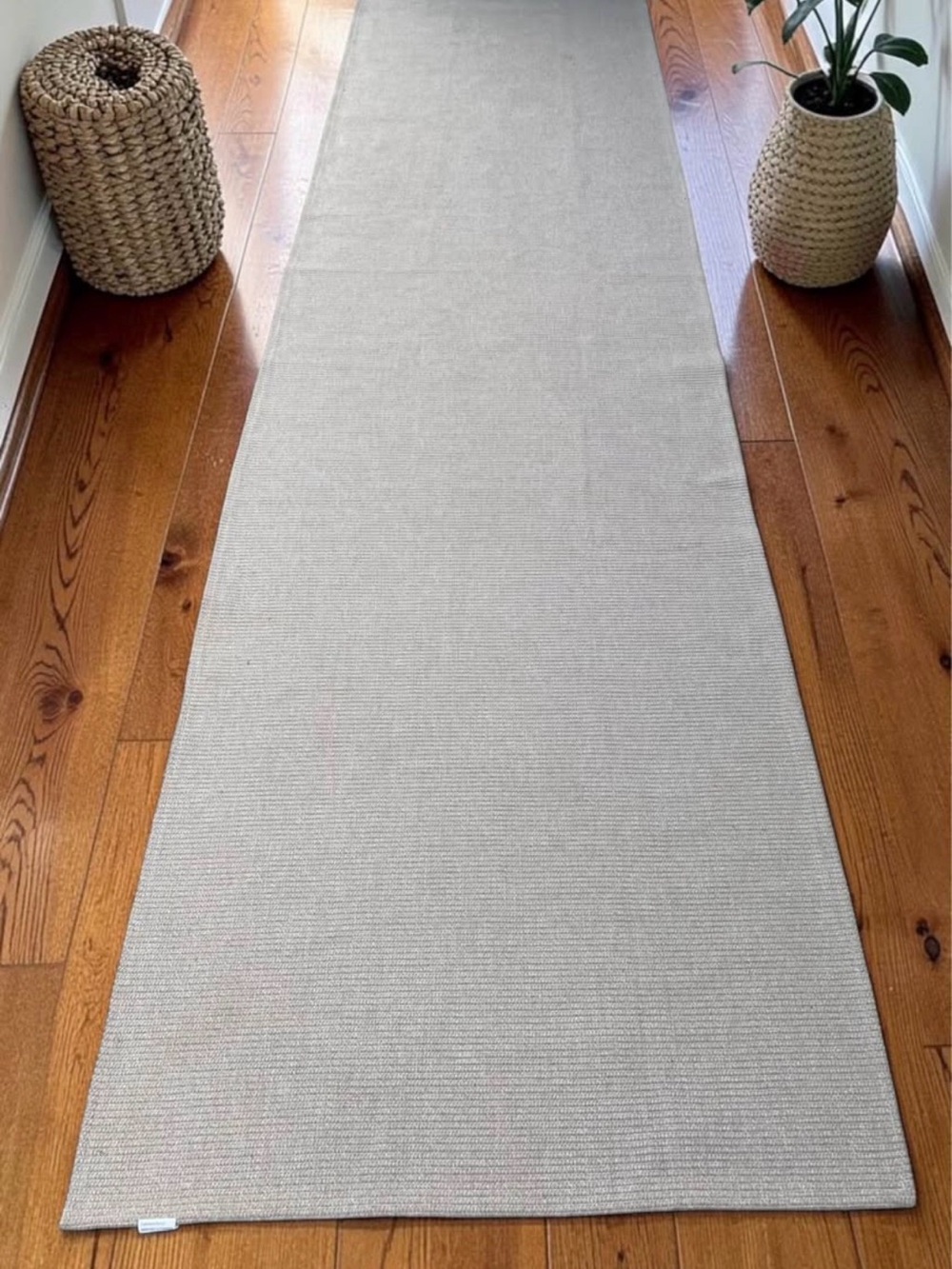 Neutral 3x12 ft Runner Rug Textured Beige - Woven Design